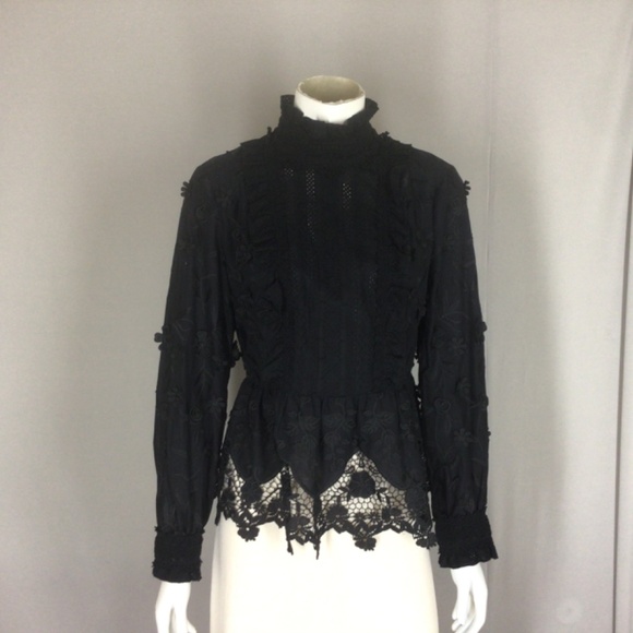 Anna Sui cotton lace blouse size 6 - Picture 7 of 9